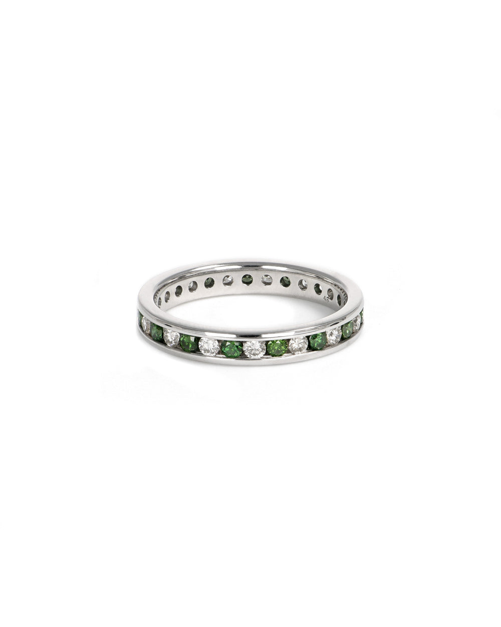 Green and White Diamond Eternity Band