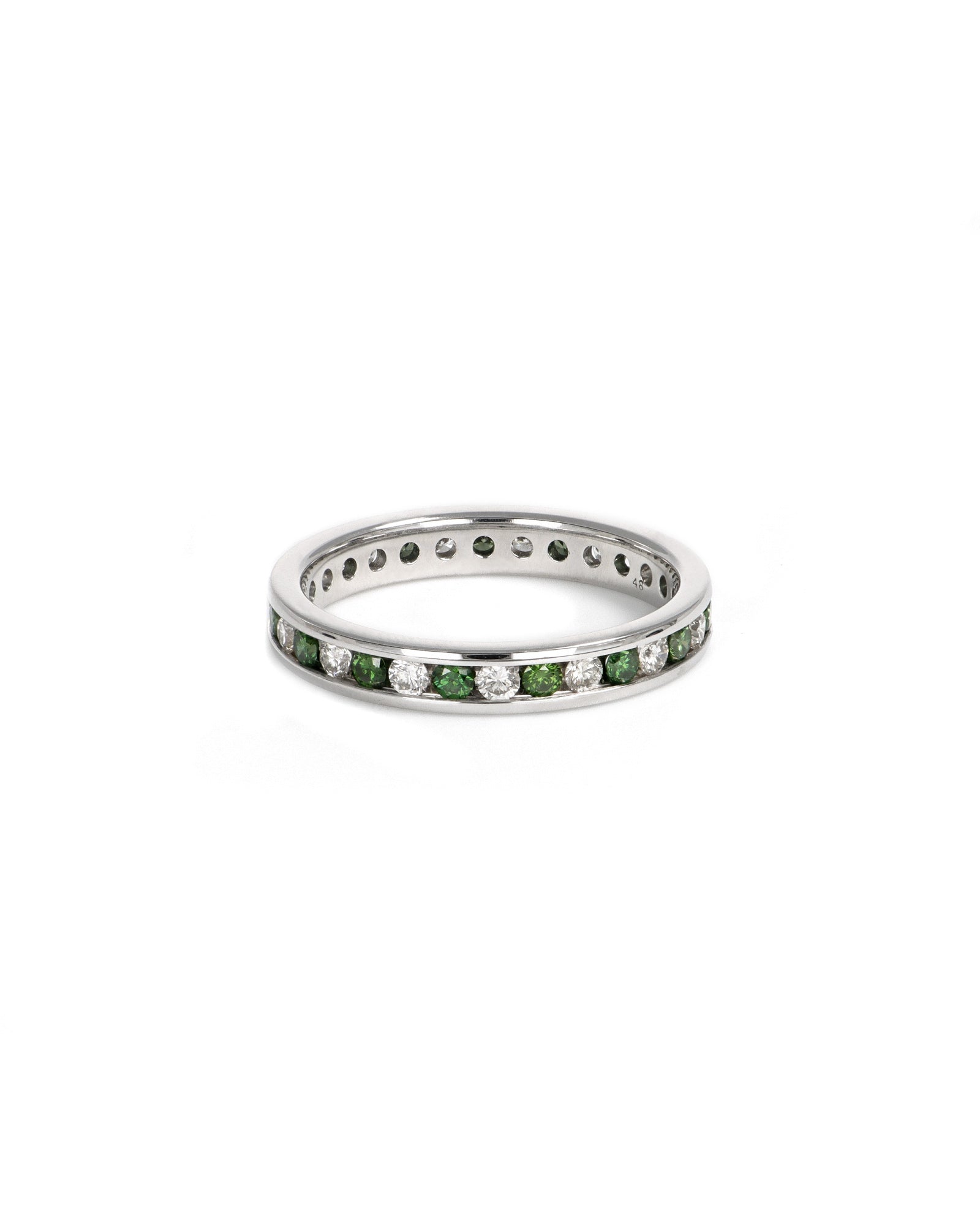 Green and White Diamond Eternity Band