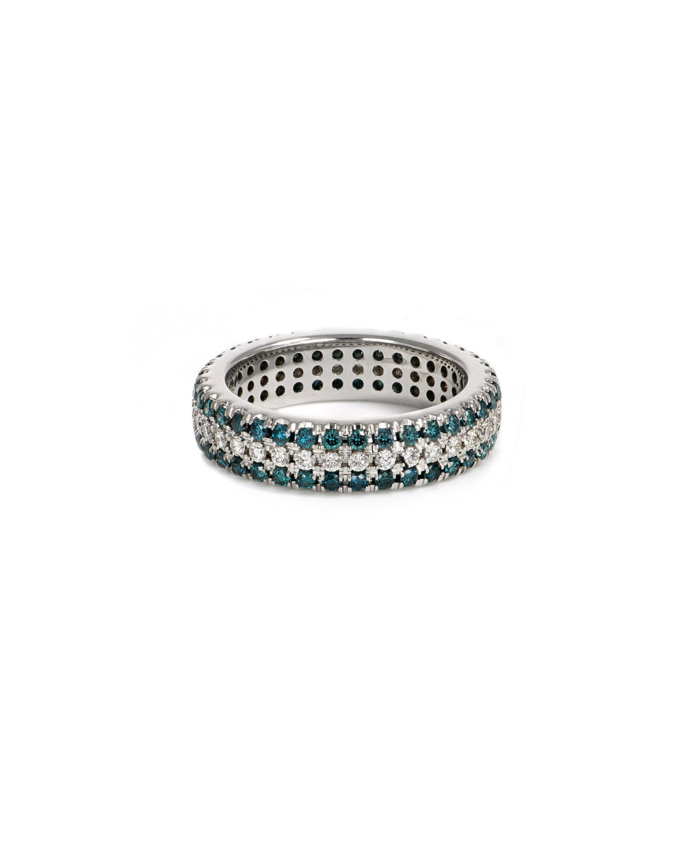 3-Row Blue and White Diamond Eternity Band
