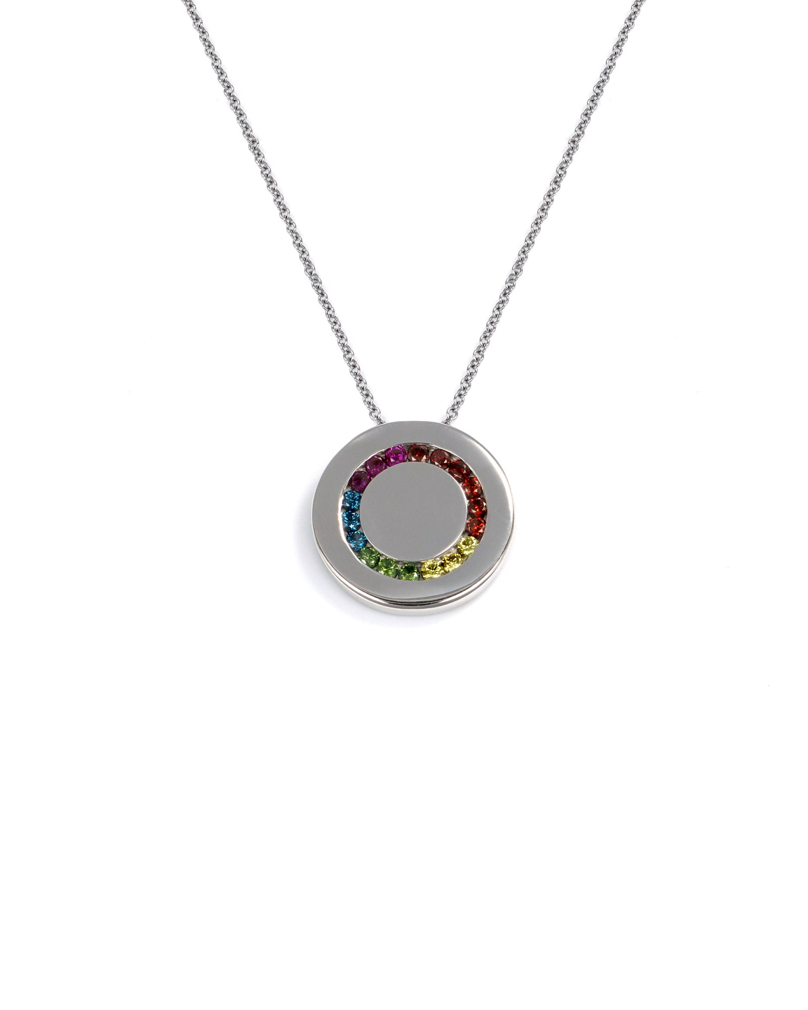 Rainbow Diamond Circle Pendant