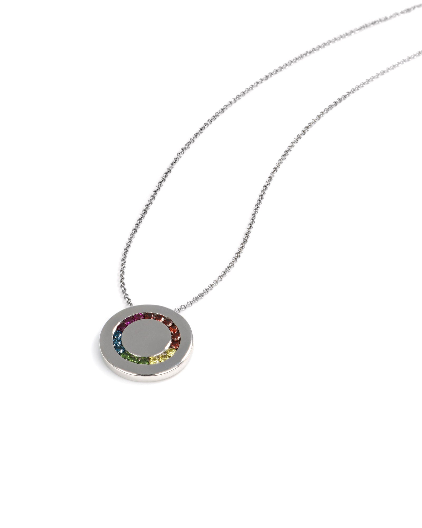 Rainbow Diamond Circle Pendant