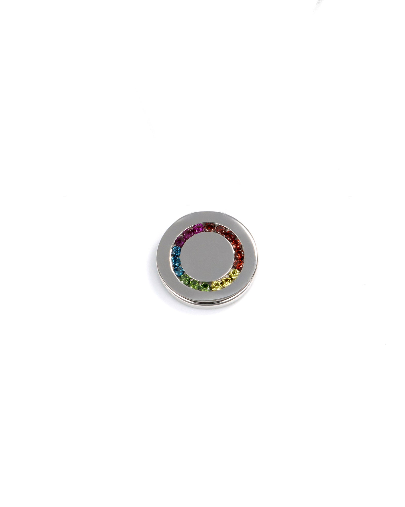 Rainbow Diamond Circle Pendant