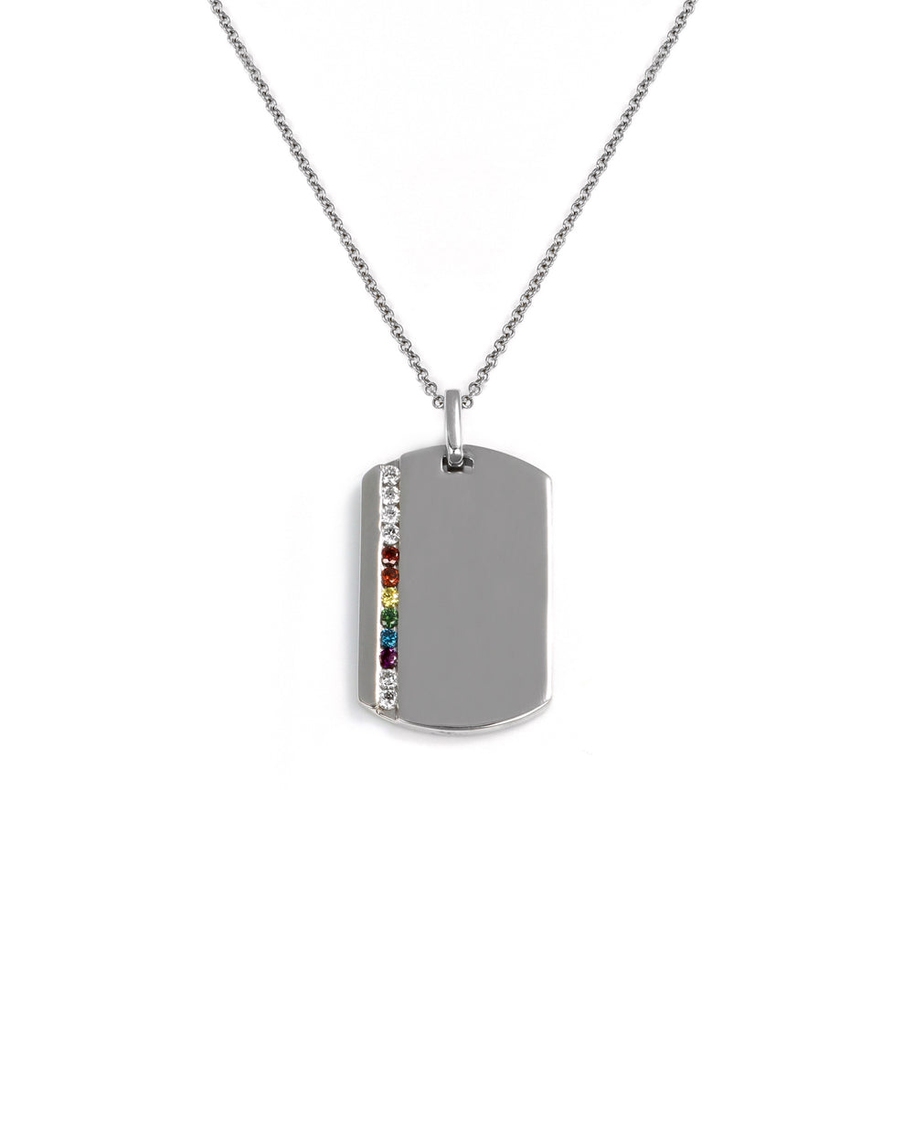 Rainbow Diamond Dog-Tag Pendant