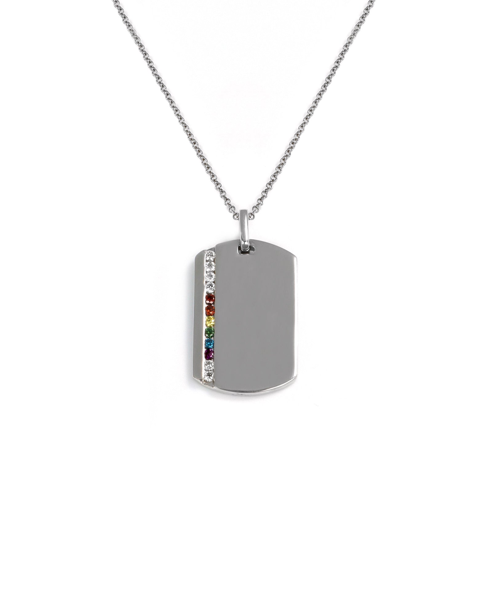Rainbow Diamond Dog-Tag Pendant