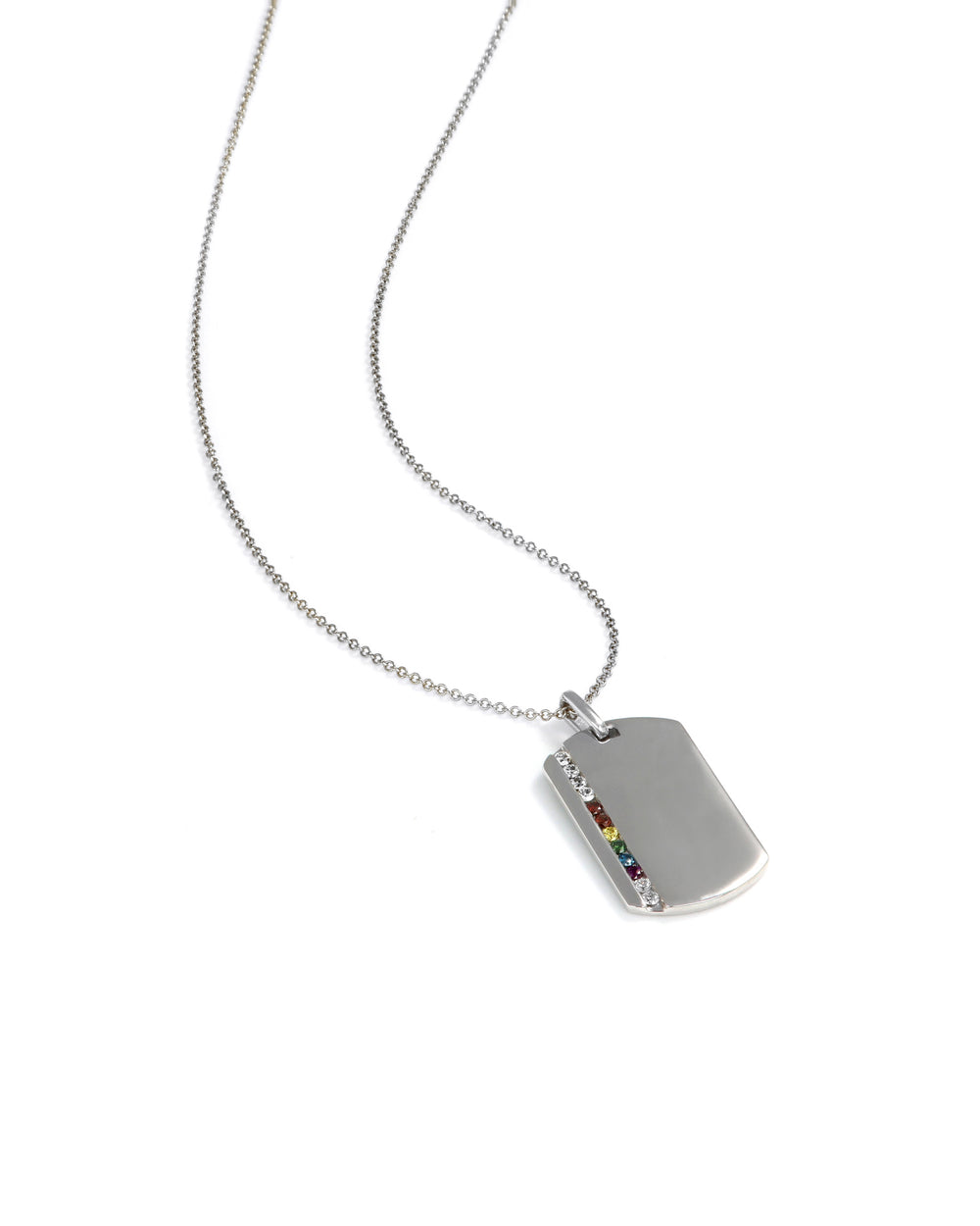 Rainbow Diamond Dog-Tag Pendant