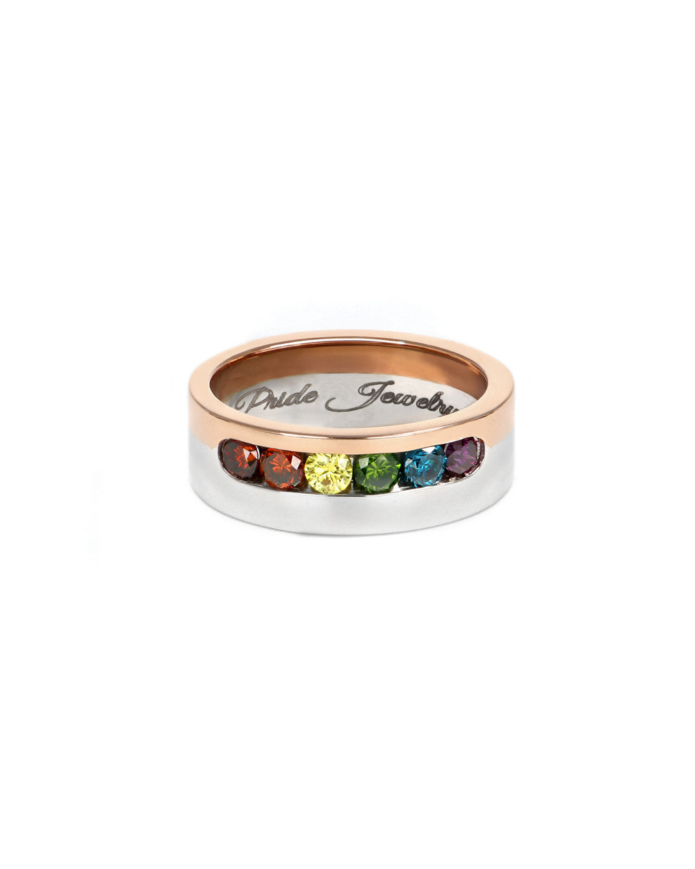 Two-Tone Rainbow Diamond Band