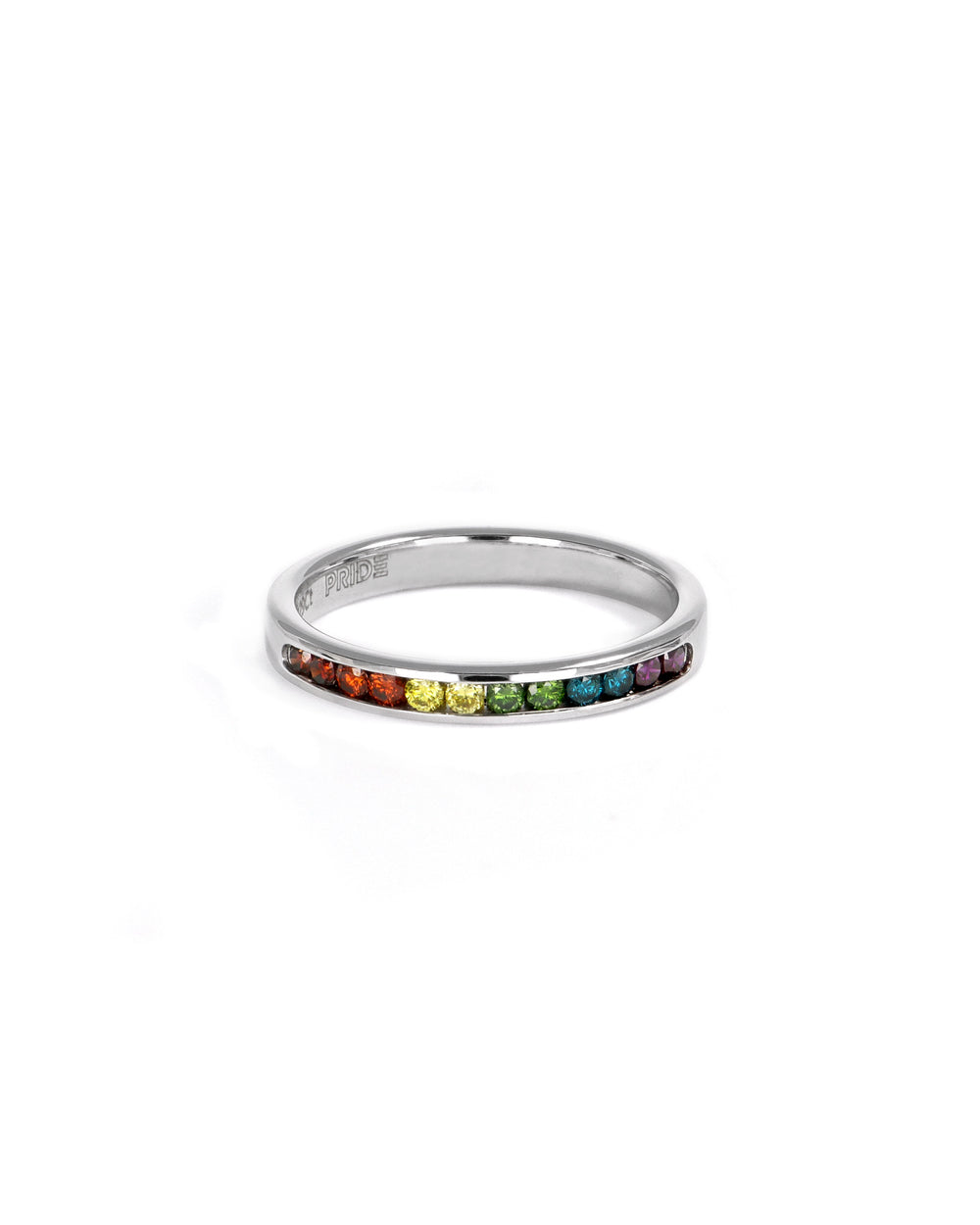 White Gold Rainbow Diamond Band