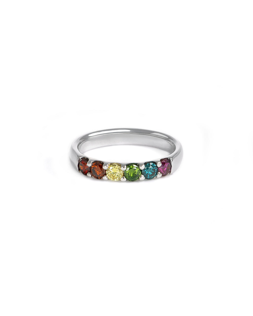 White Gold Rainbow Diamond Band