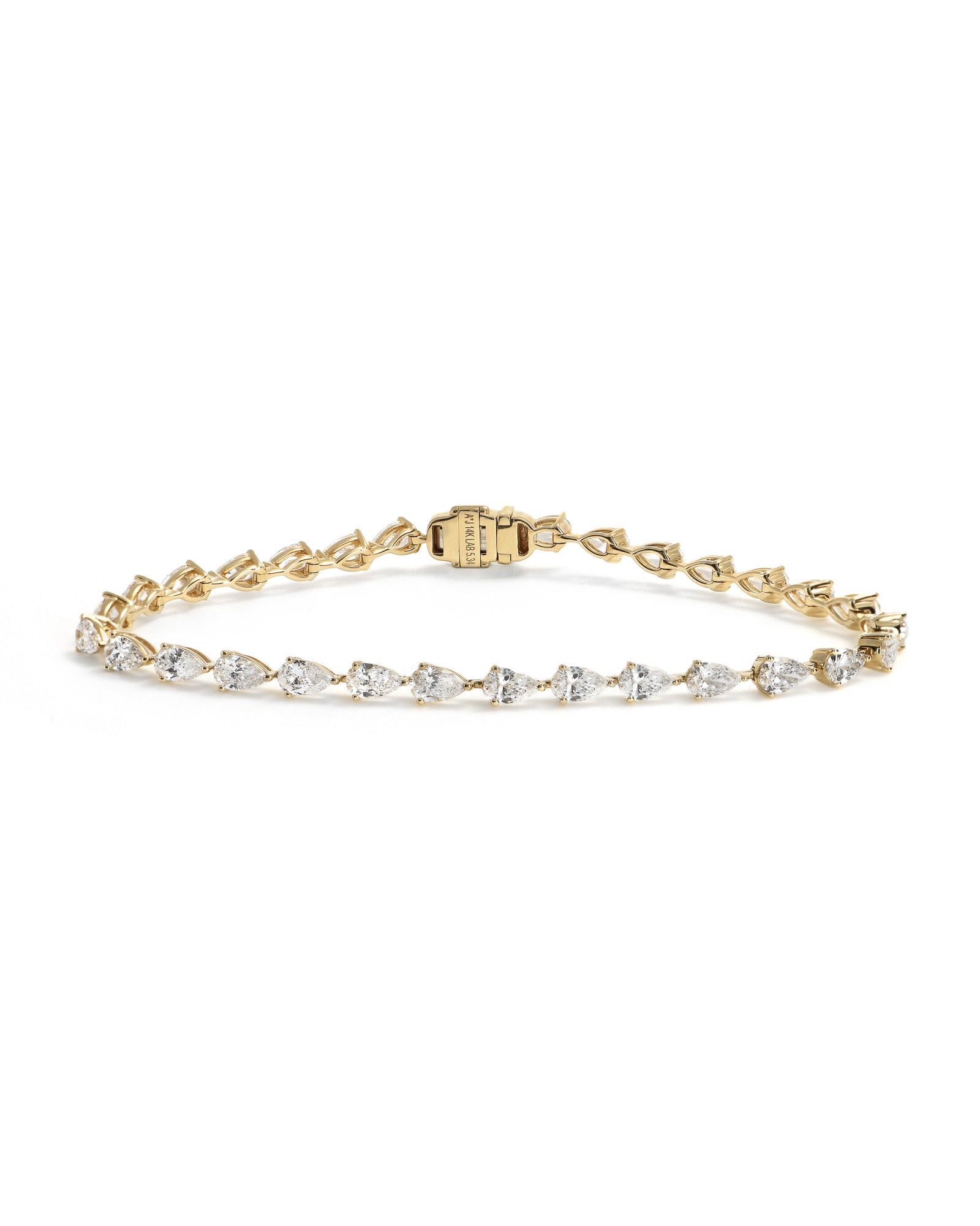 14ky 5ctw Lab Pear Diamond Tennis Bracelet