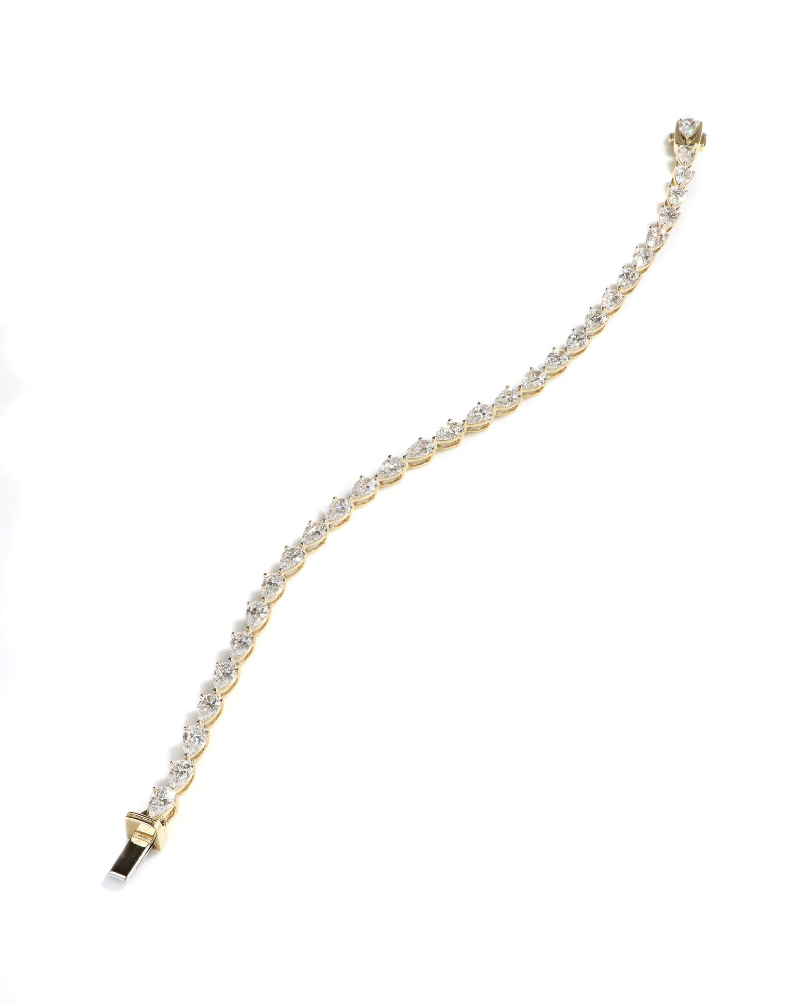 14ky 5ctw Lab Pear Diamond Tennis Bracelet