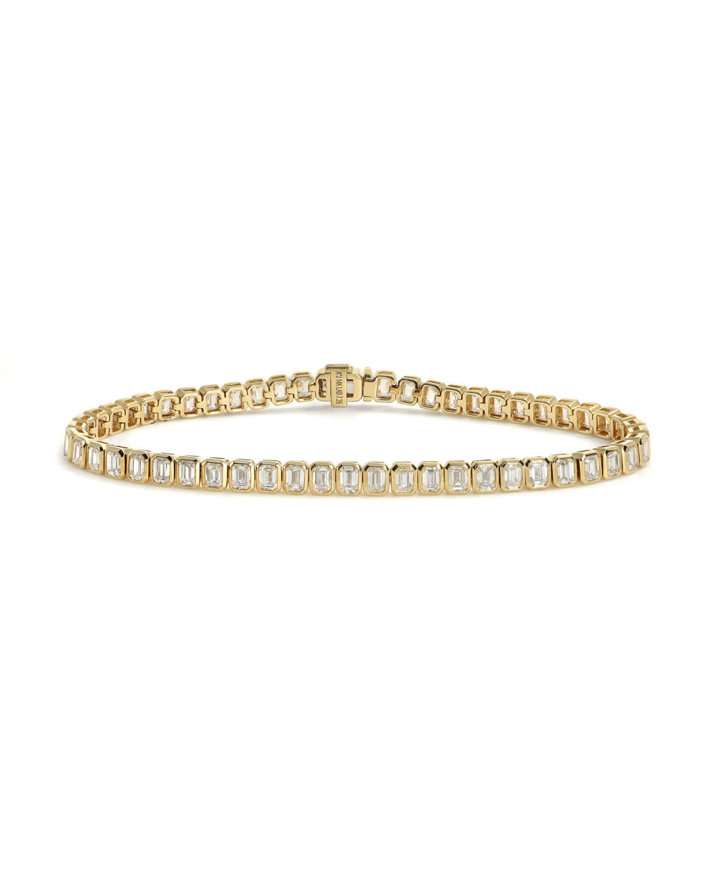 14ky 7ctw Emerald cut Lab Diamond Tennis Bracelet