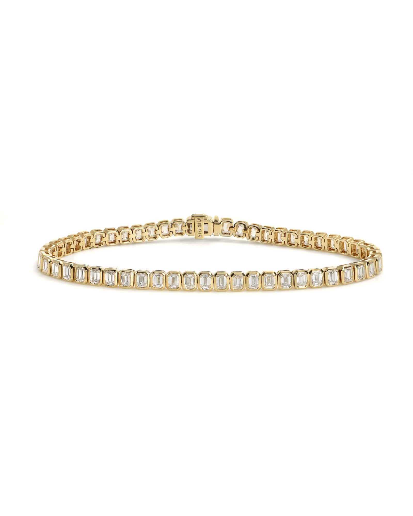 14ky 7ctw Emerald cut Lab Diamond Tennis Bracelet
