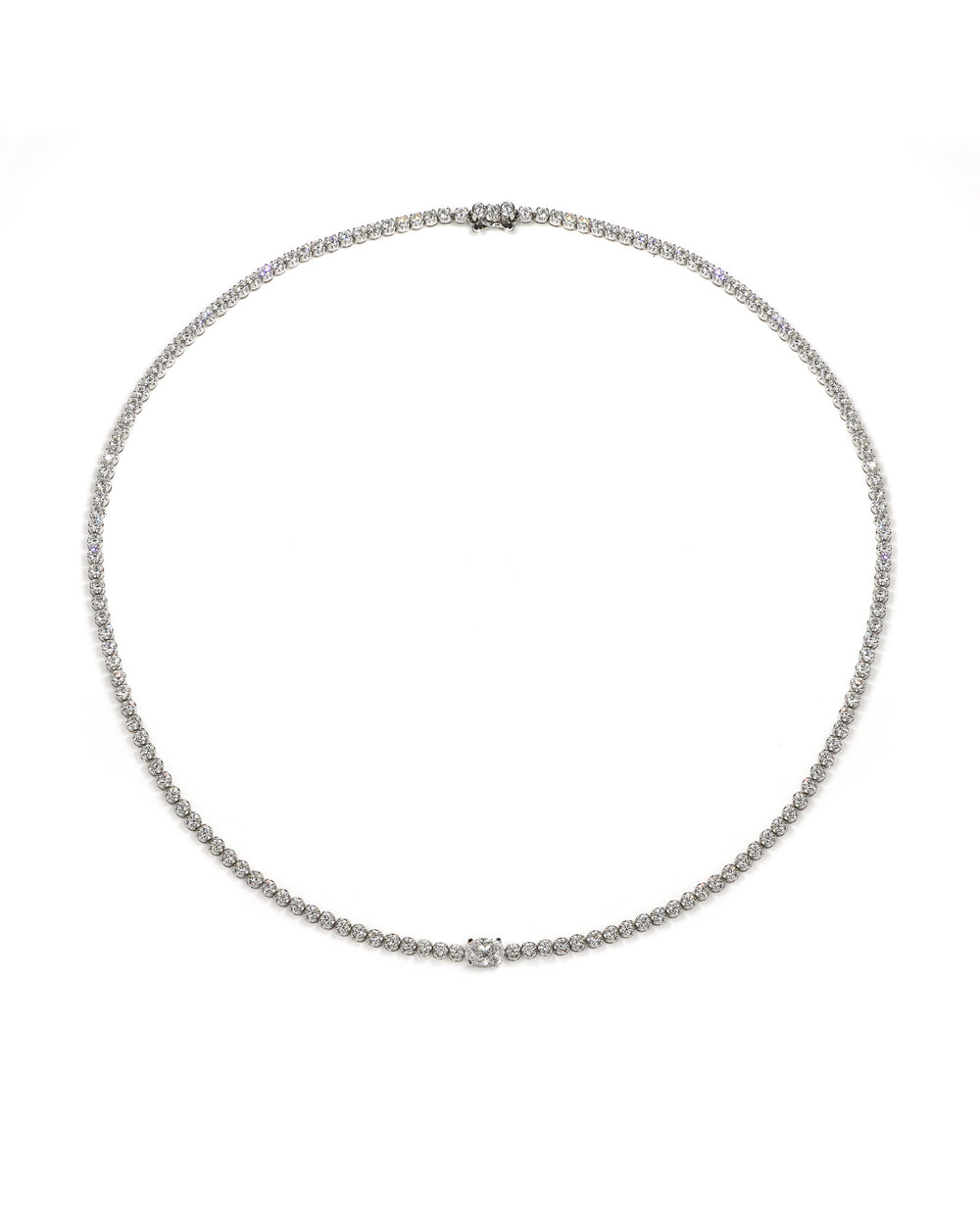 7ctw Lab Diamond Tennis Necklace with Accent Oval