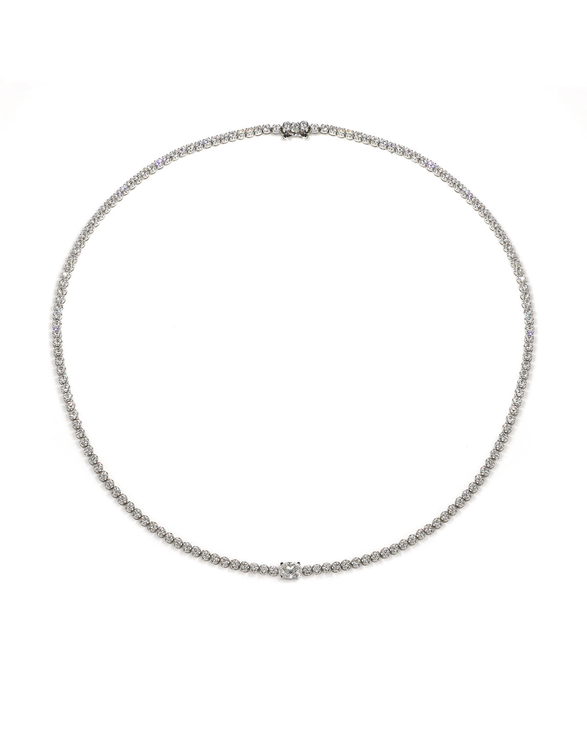 7ctw Lab Diamond Tennis Necklace with Accent Oval