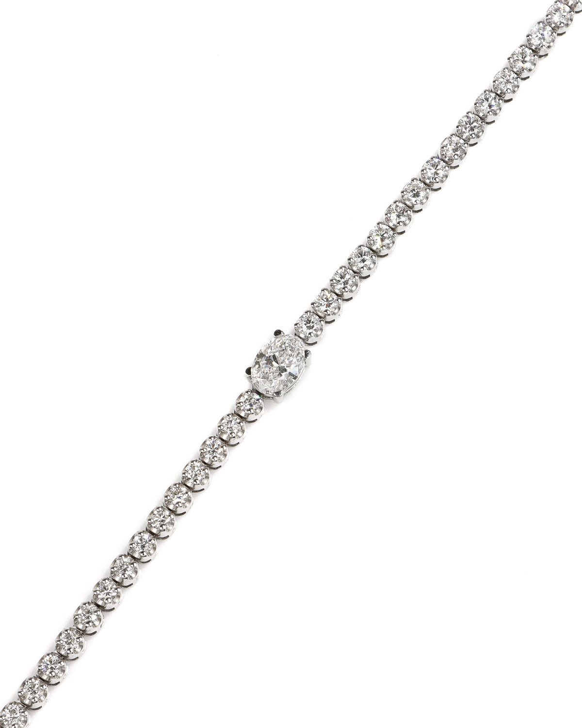 7ctw Lab Diamond Tennis Necklace with Accent Oval