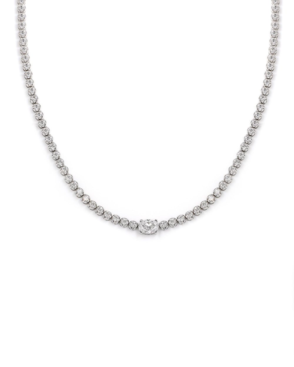 7ctw Lab Diamond Tennis Necklace with Accent Oval