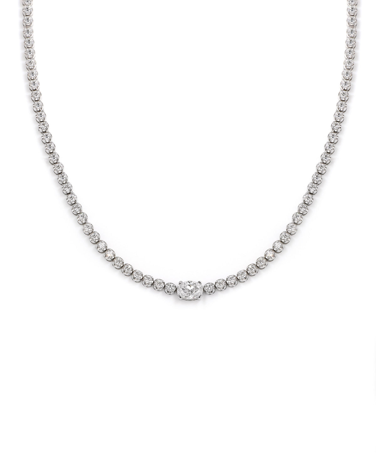 7ctw Lab Diamond Tennis Necklace with Accent Oval