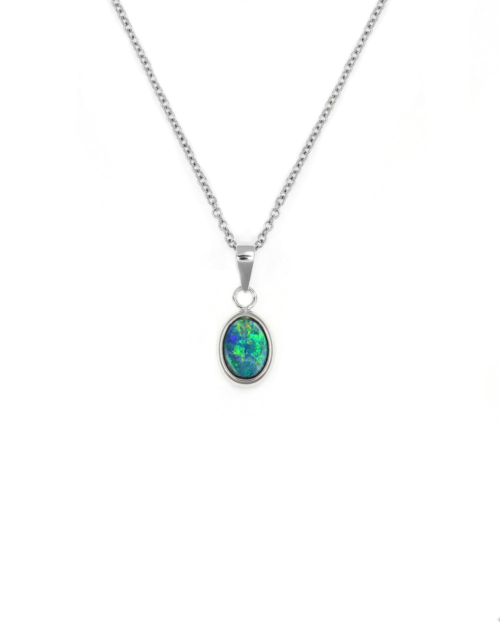 Dainty Opal Oval Pendant