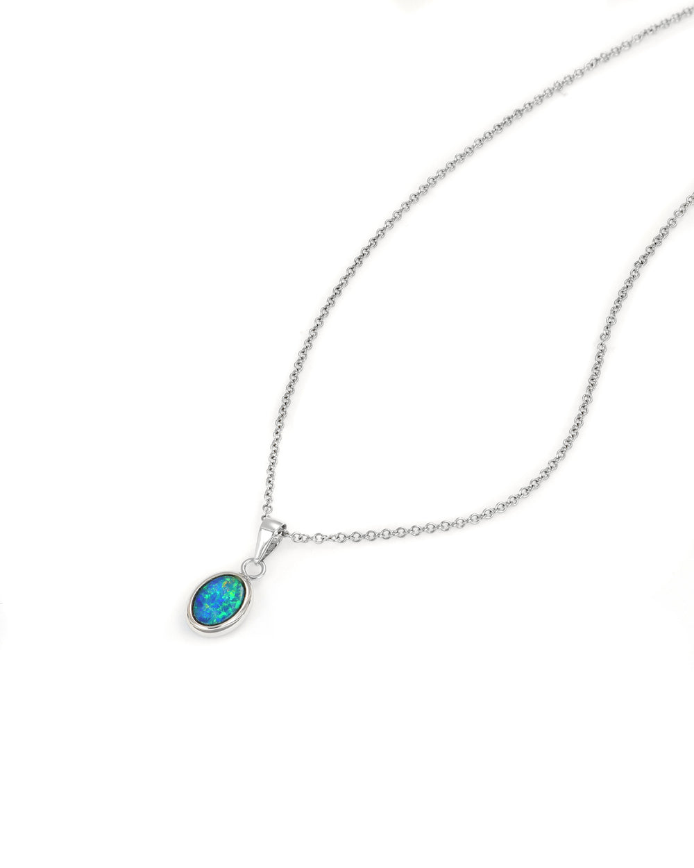 Dainty Opal Oval Pendant