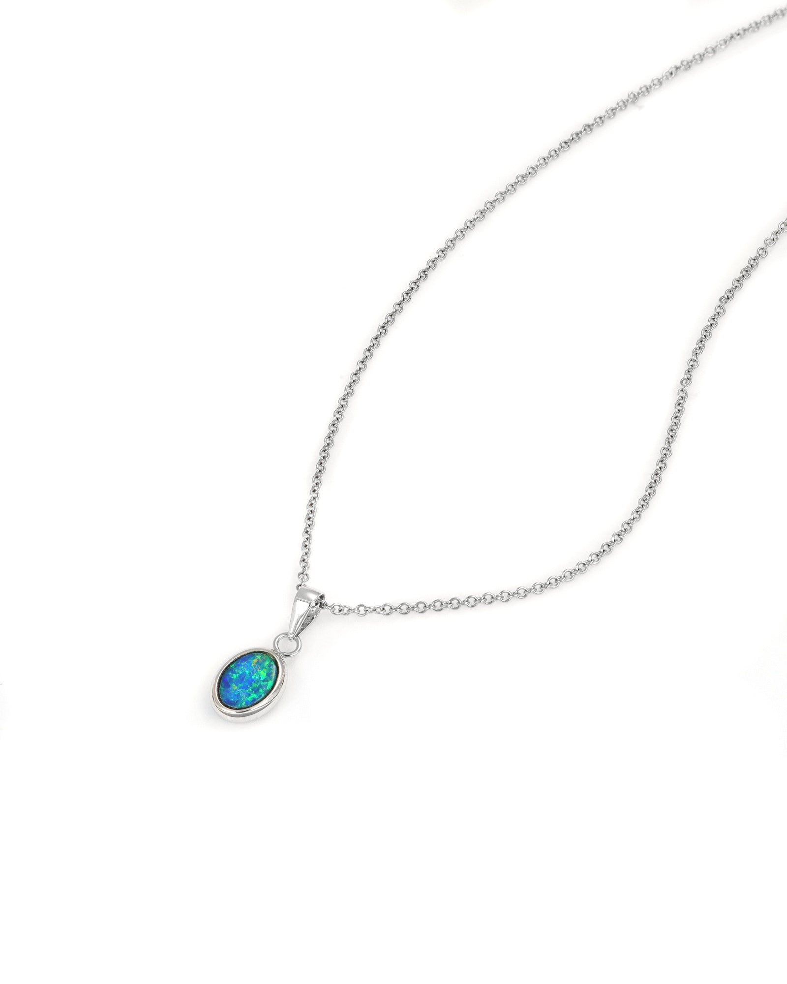 Dainty Opal Oval Pendant