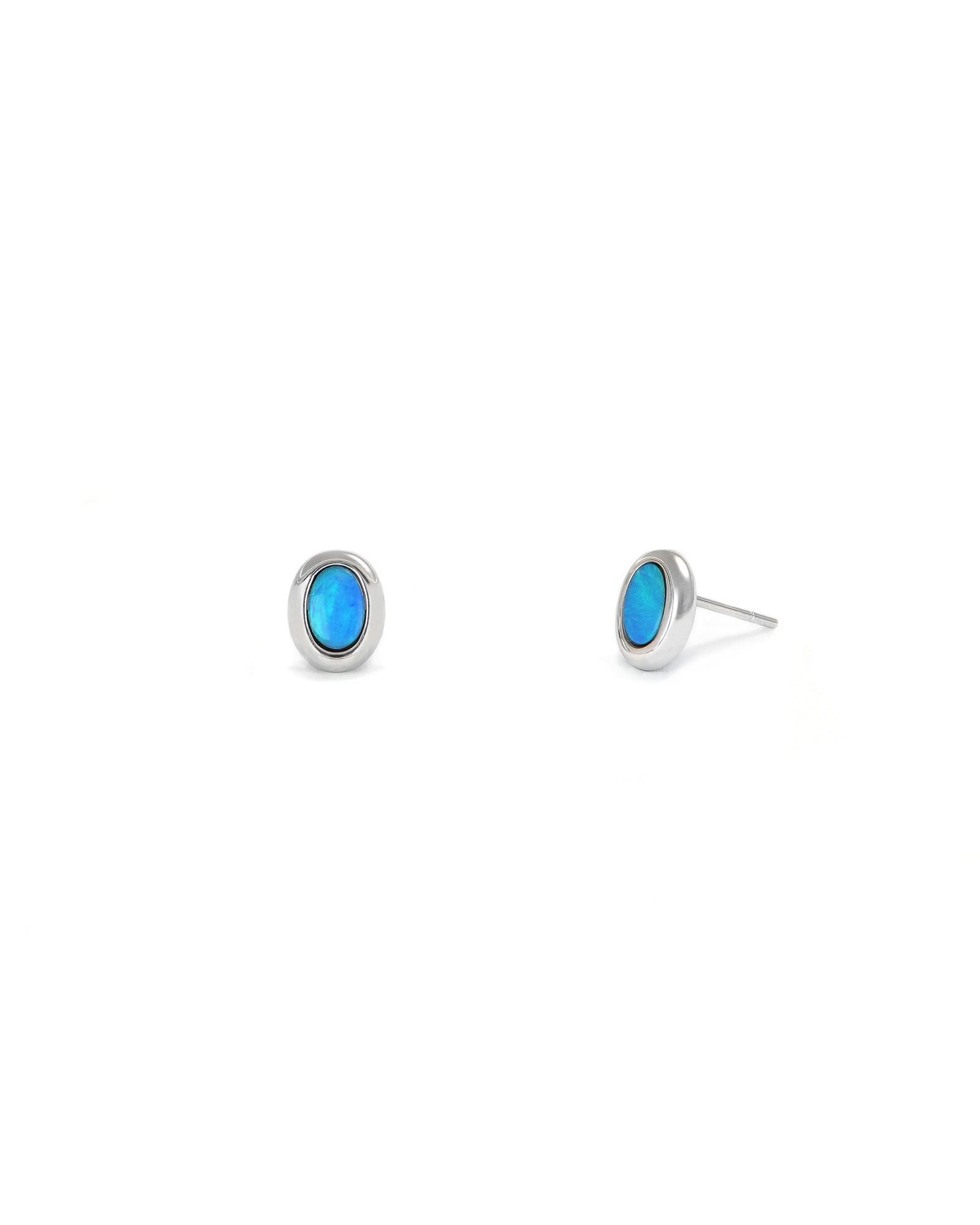 Blue Opal Bezel Studs