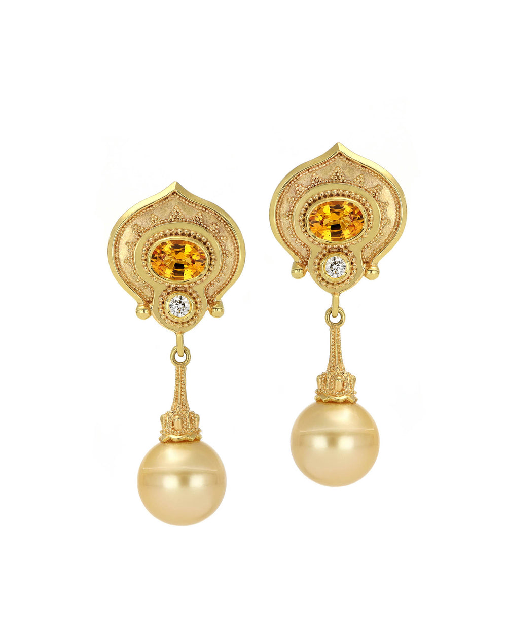 Golden Sapphire Pearl Drop earrings