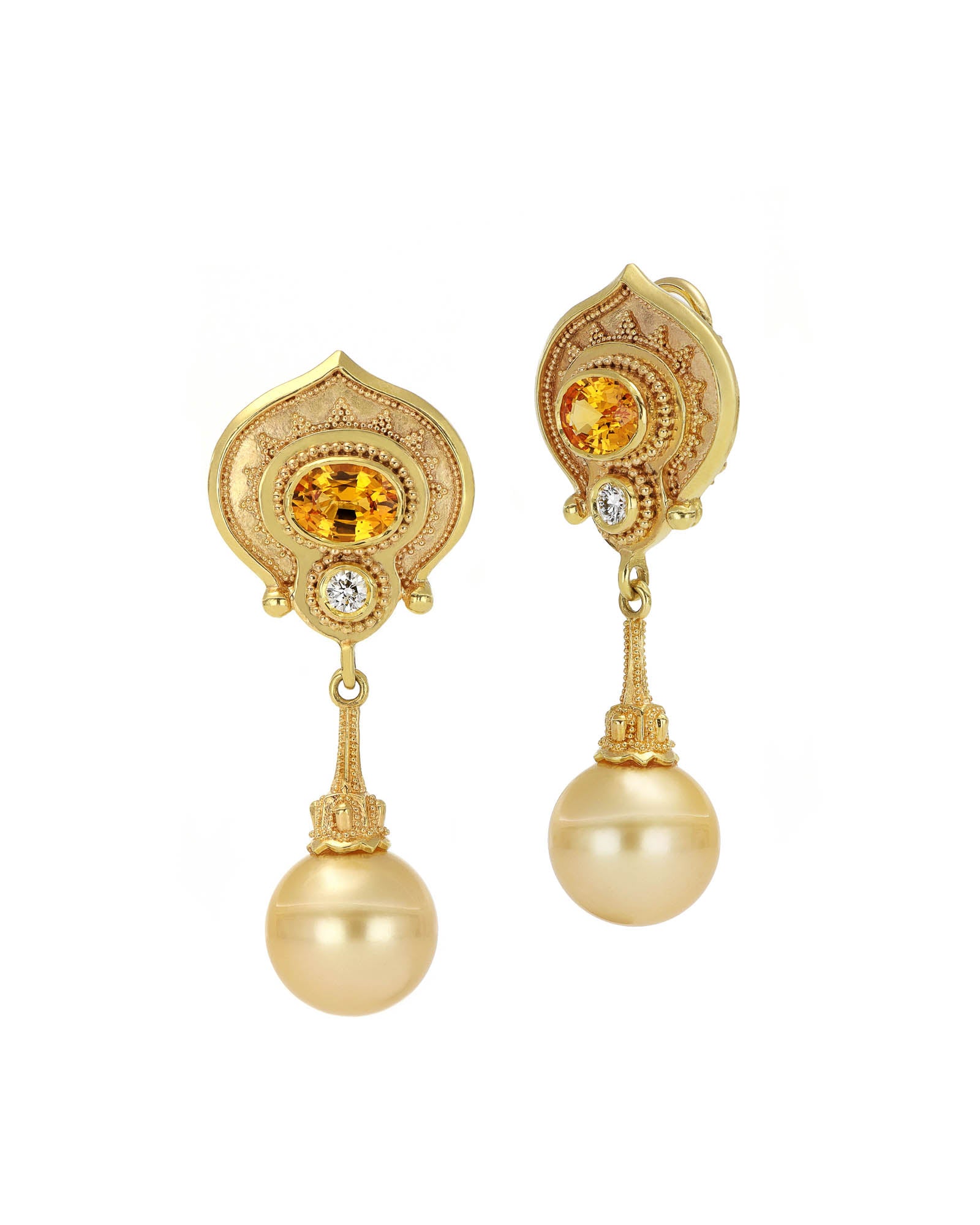 Golden Sapphire Pearl Drop earrings