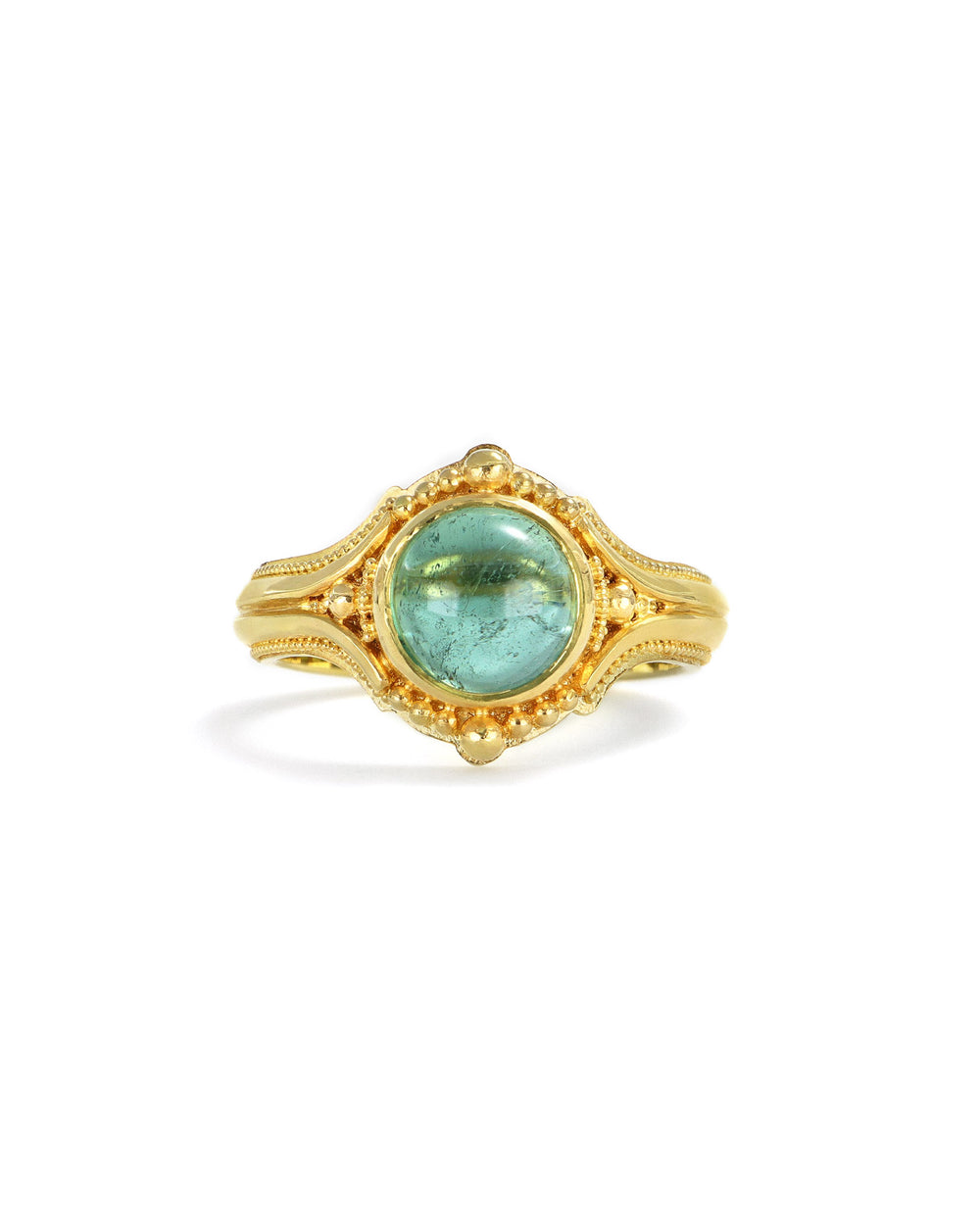 Round Seafoam Tourmaline Cabochon Ring