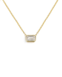 Lab Diamond Emerald Bezel Necklace