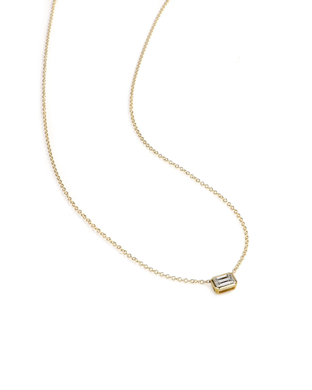 Lab Diamond Emerald Bezel Necklace