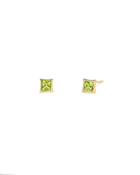 Princess Cut Peridot Studs