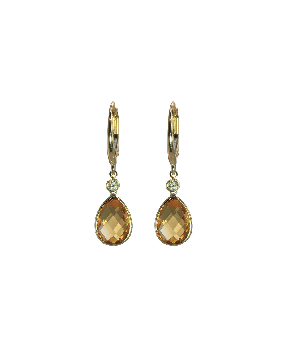 Briolette Citrine Pear Drop Earrings
