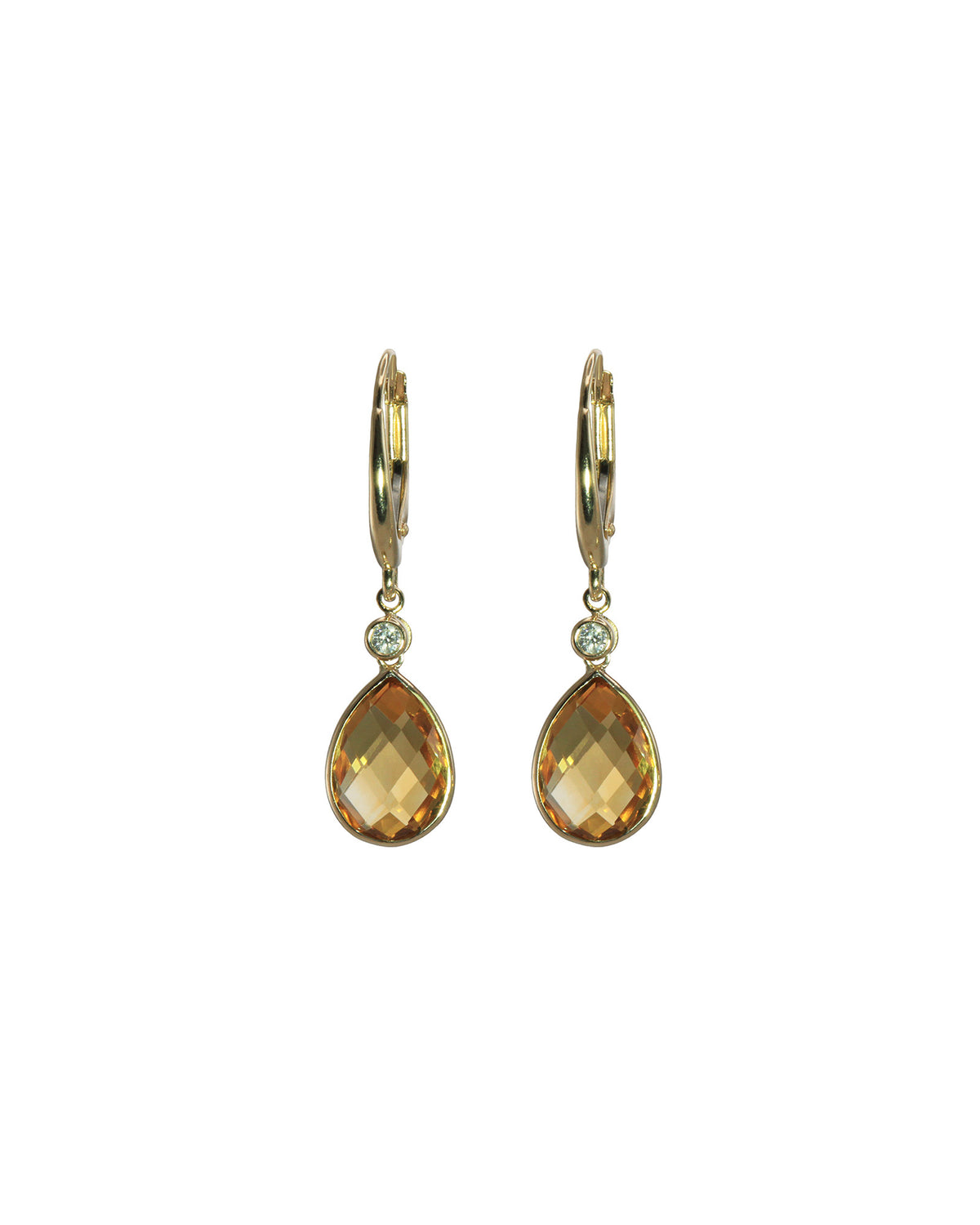 Briolette Citrine Pear Drop Earrings
