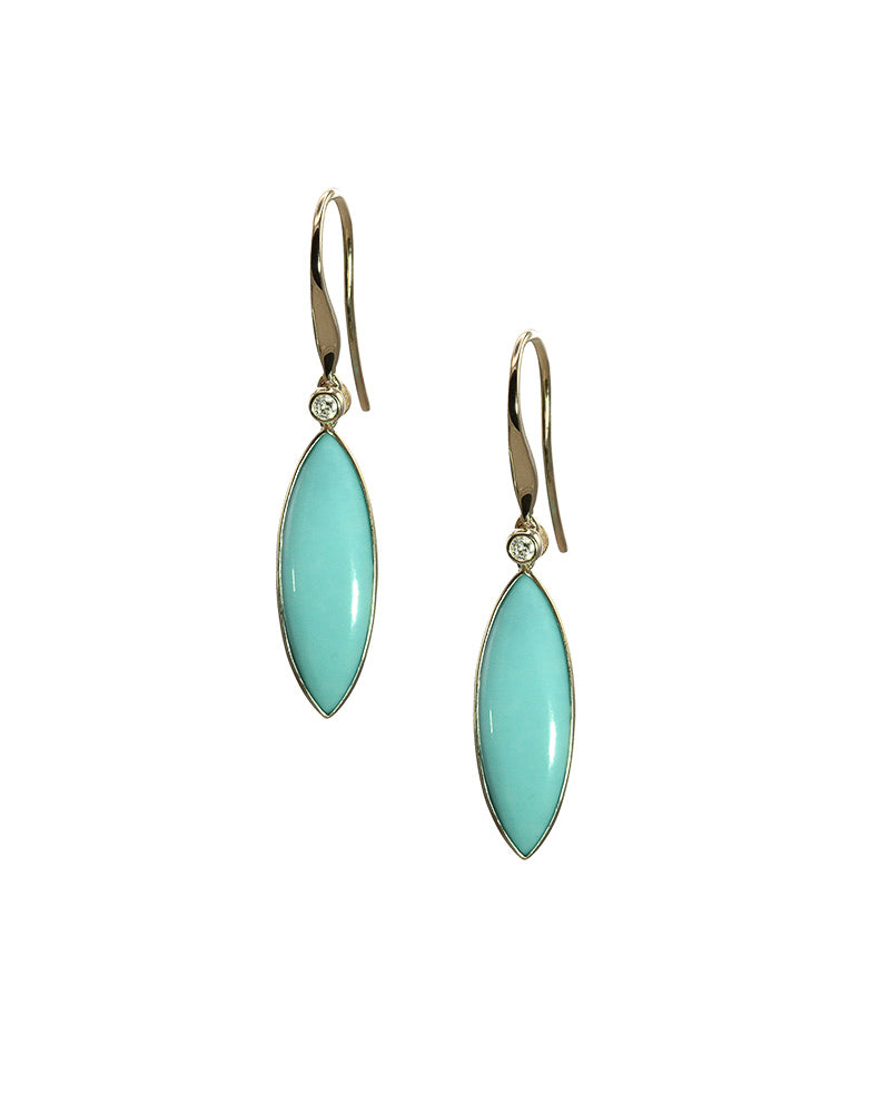Elongated Marquise Turquoise Earrings