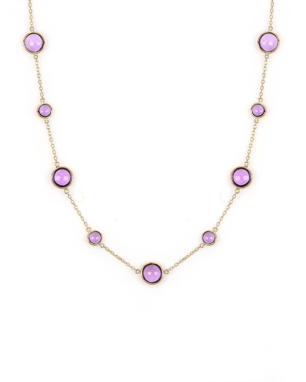 Amethyst Round Station Necklace