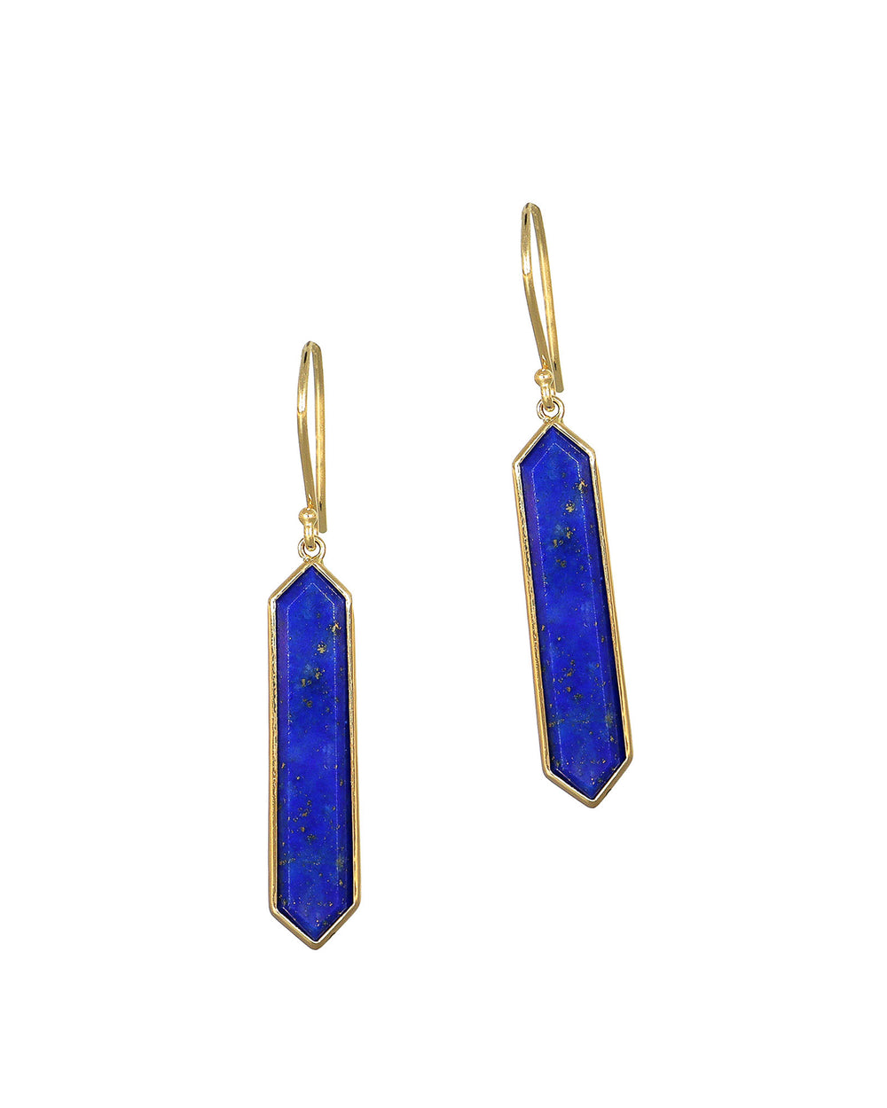 Hexagon Lapis Drop Earrings