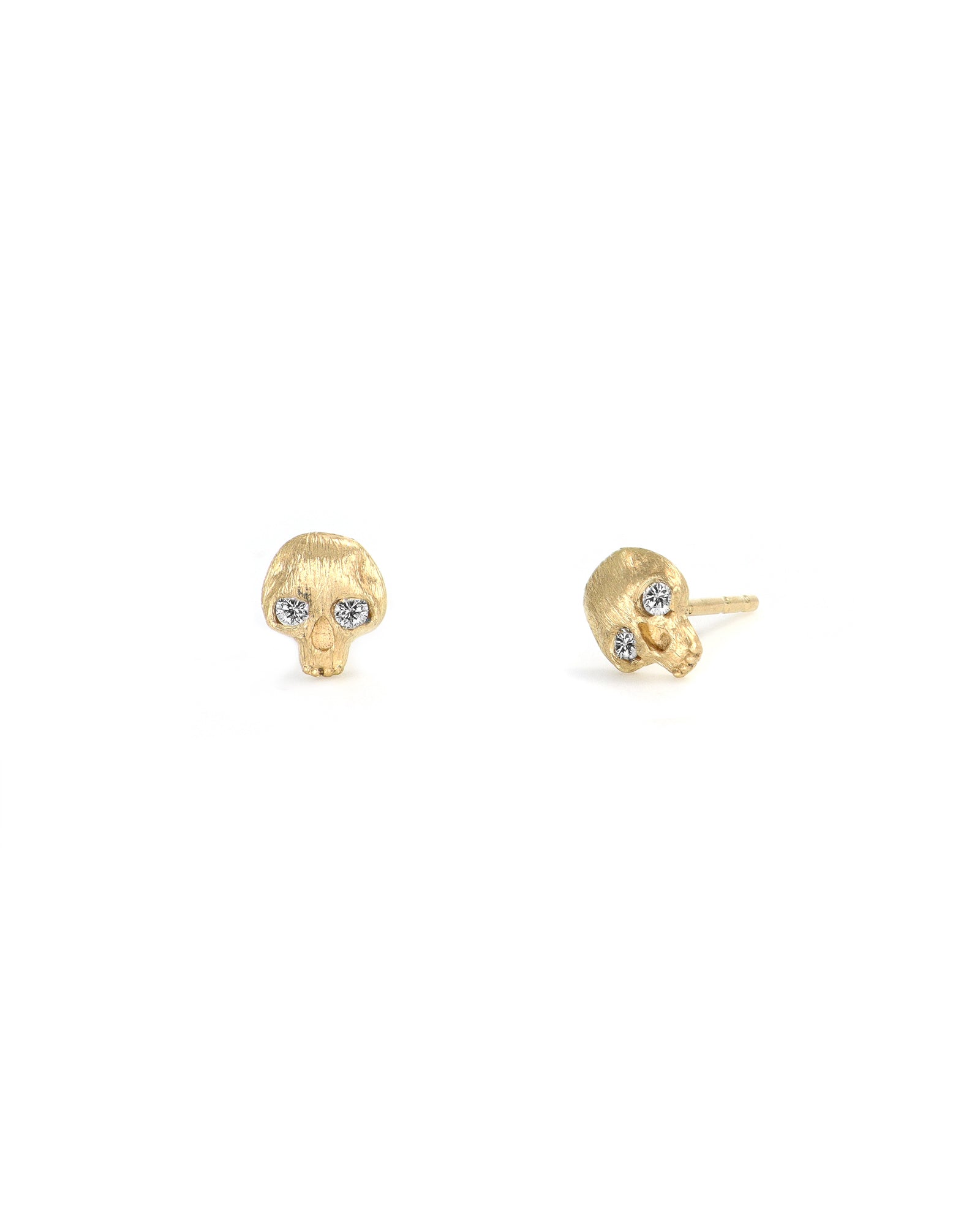 Gold Diamond Skull Studs