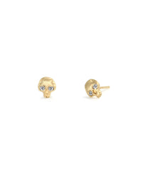 Gold Diamond Skull Studs