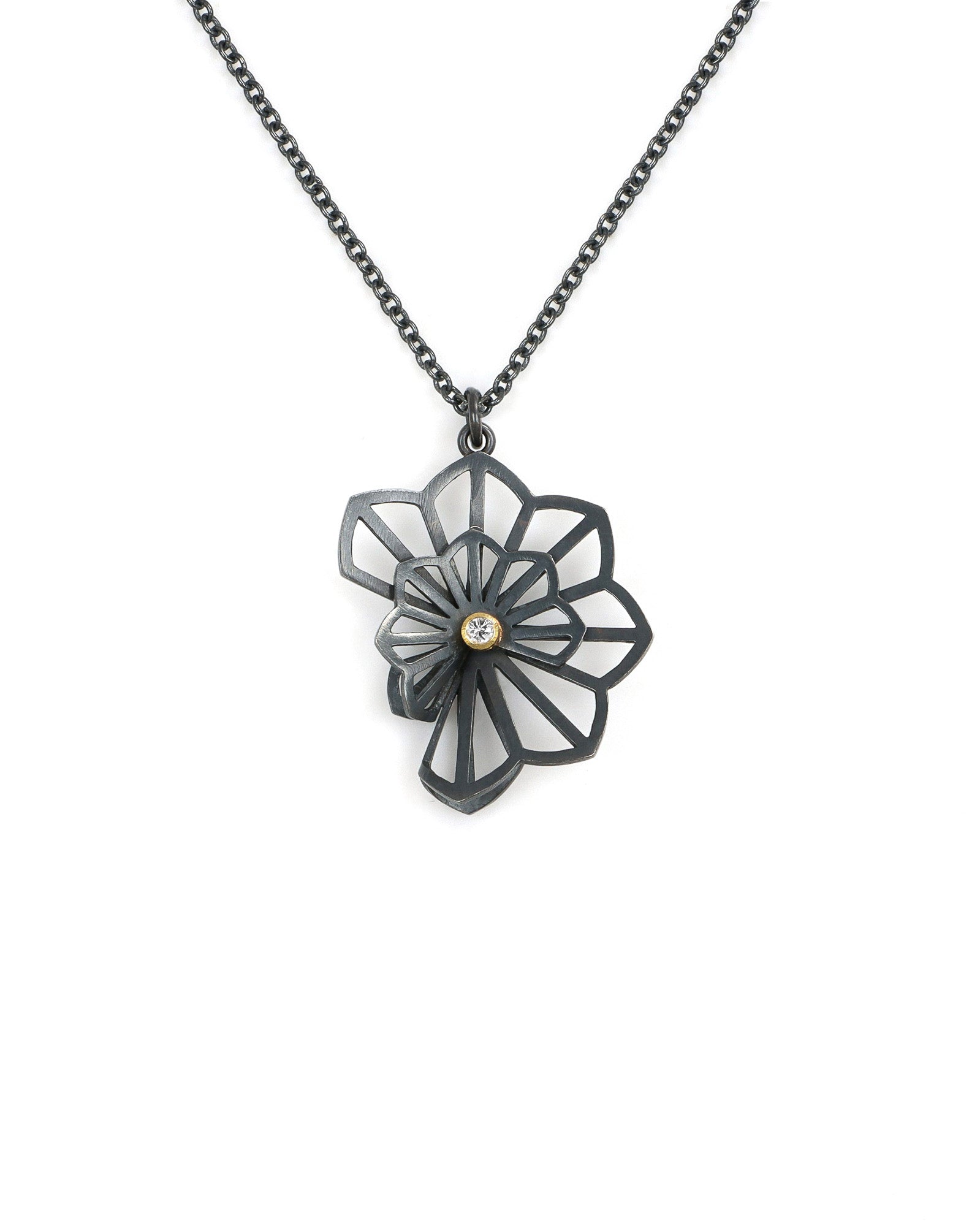 Diamond Accented Hyacinth Fold Necklace