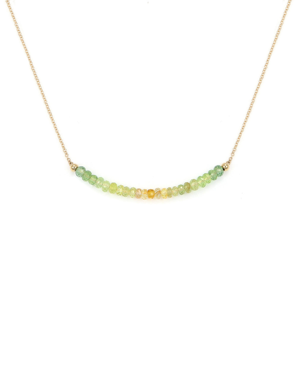 Montana Sapphire Bead Gold Bar Necklace