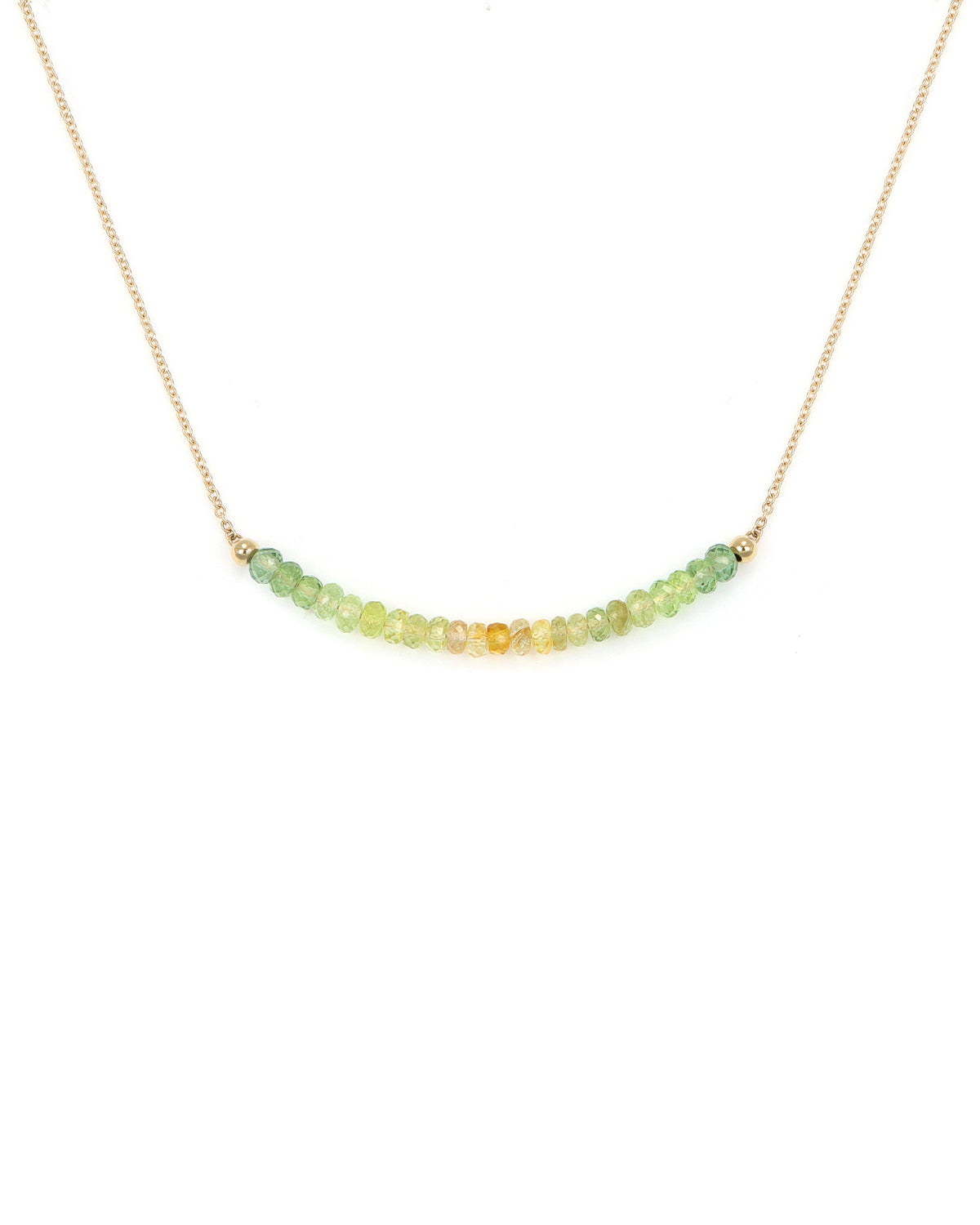 Montana Sapphire Bead Gold Bar Necklace