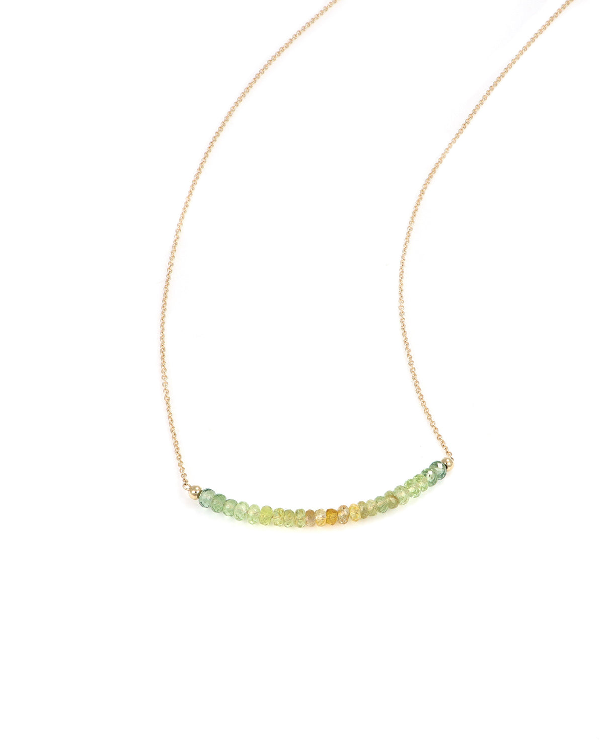Montana Sapphire Bead Gold Bar Necklace