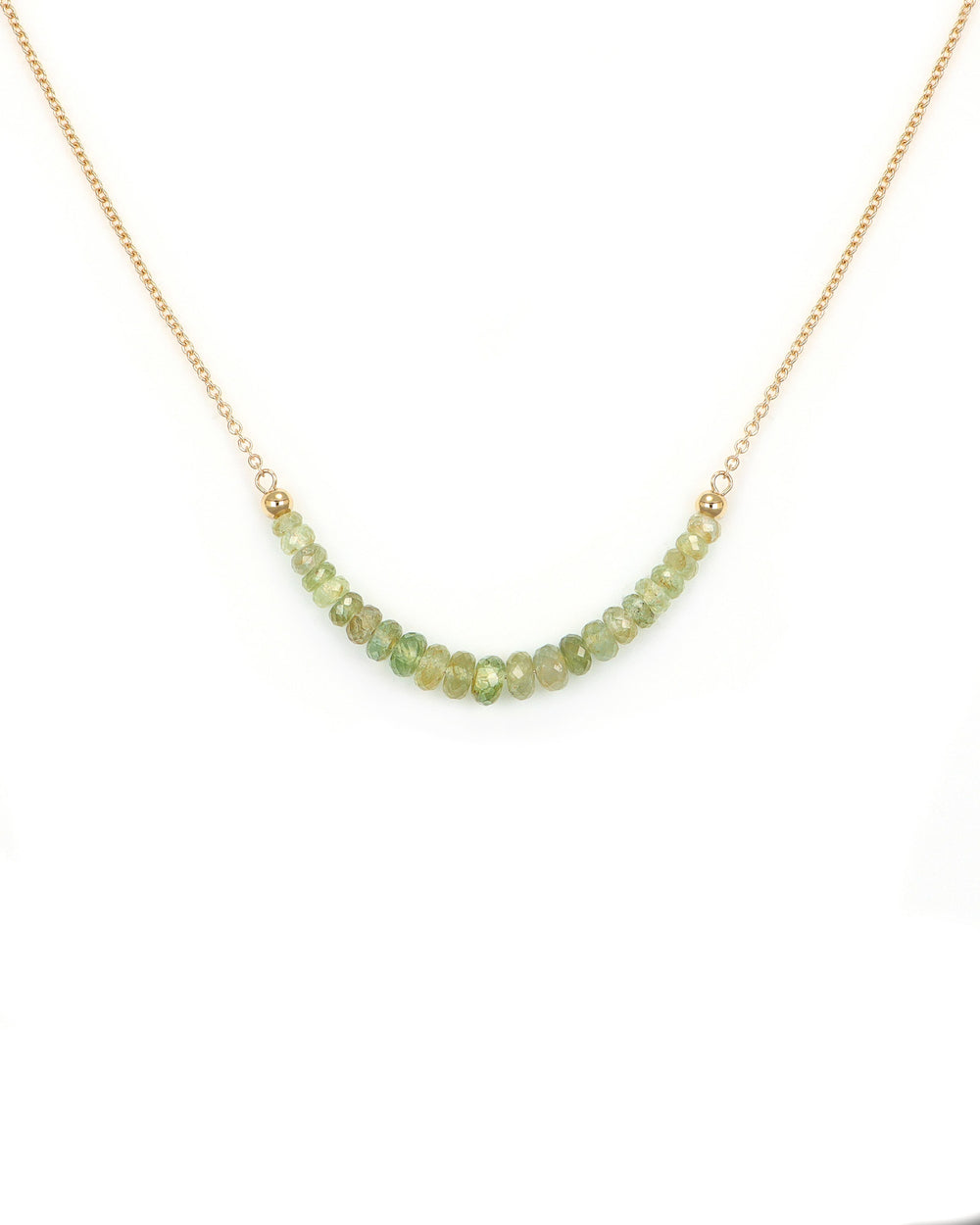 14k Yellow Gold Montana Sapphire Bead Bar Necklace