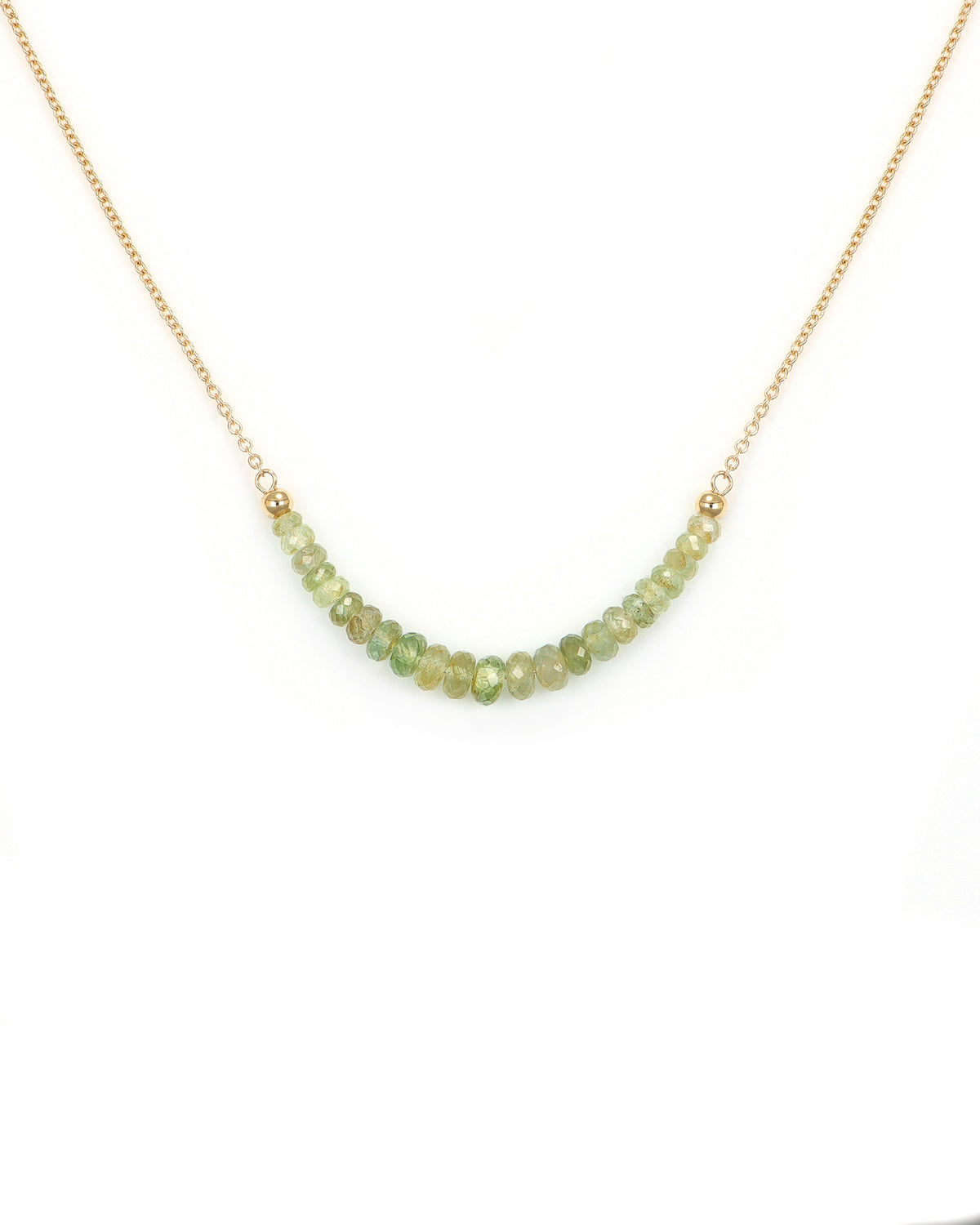 14k Yellow Gold Montana Sapphire Bead Bar Necklace