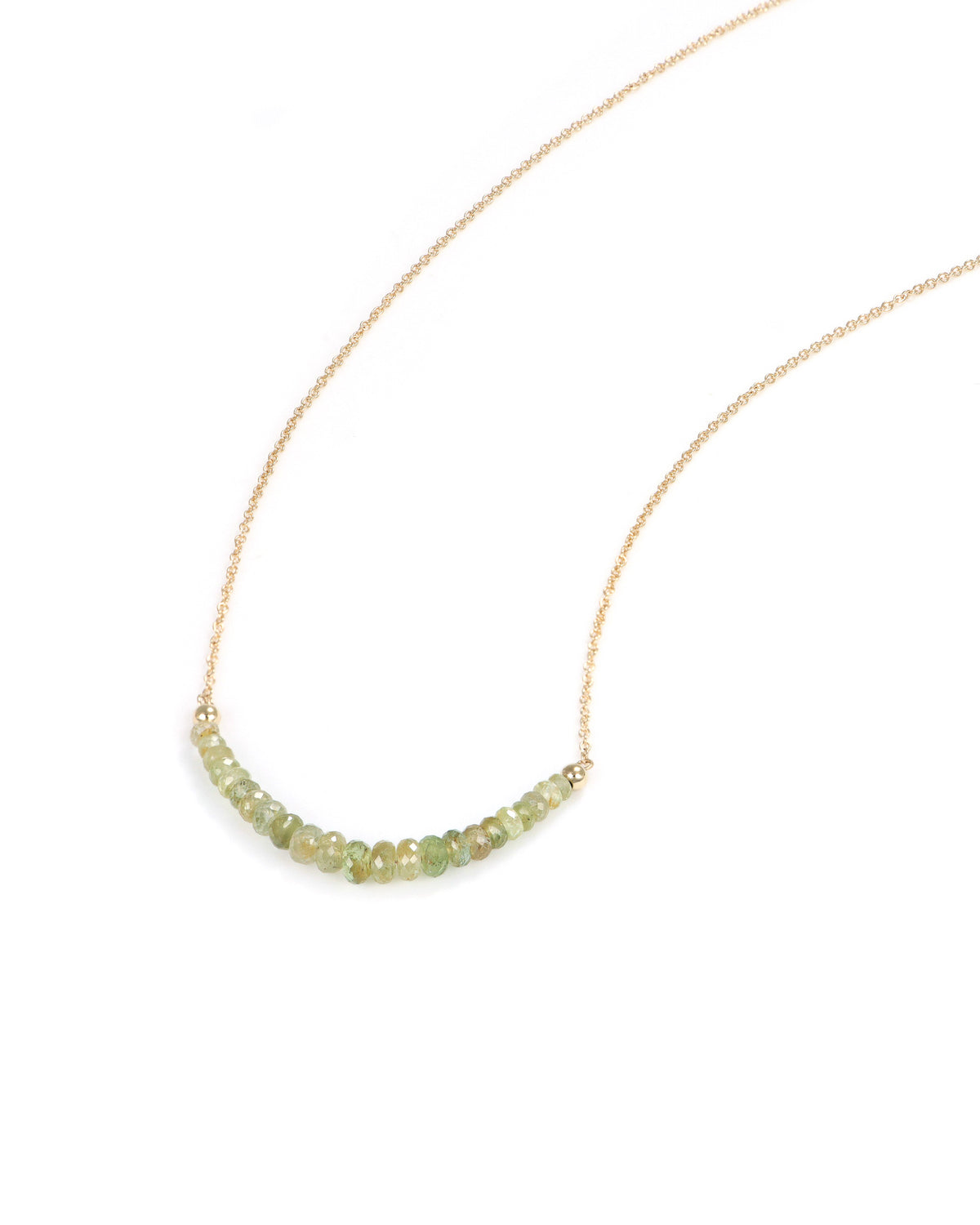 14k Yellow Gold Montana Sapphire Bead Bar Necklace