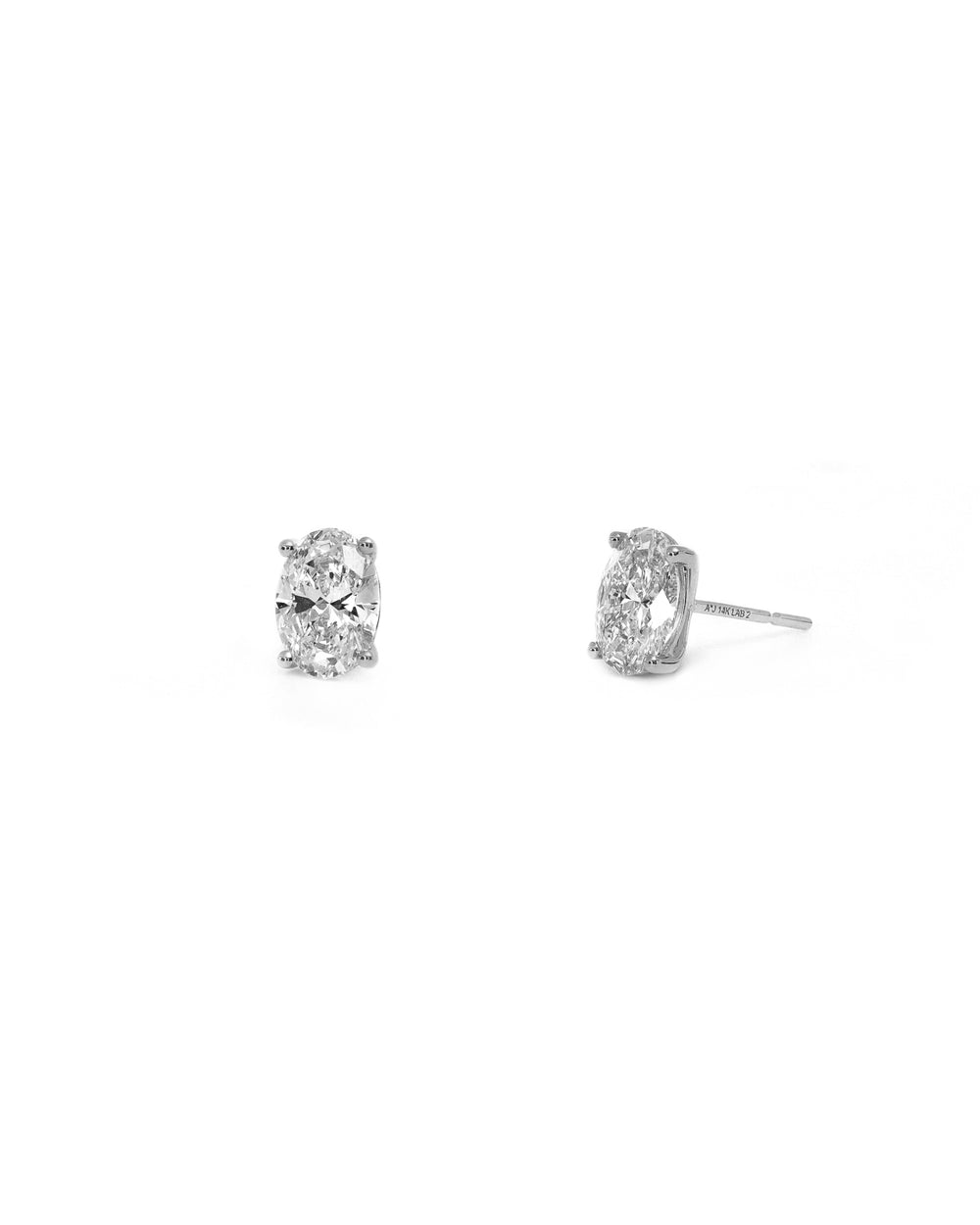 2ct Oval Lab Grown 4 Prong White Gold Stud Earrings
