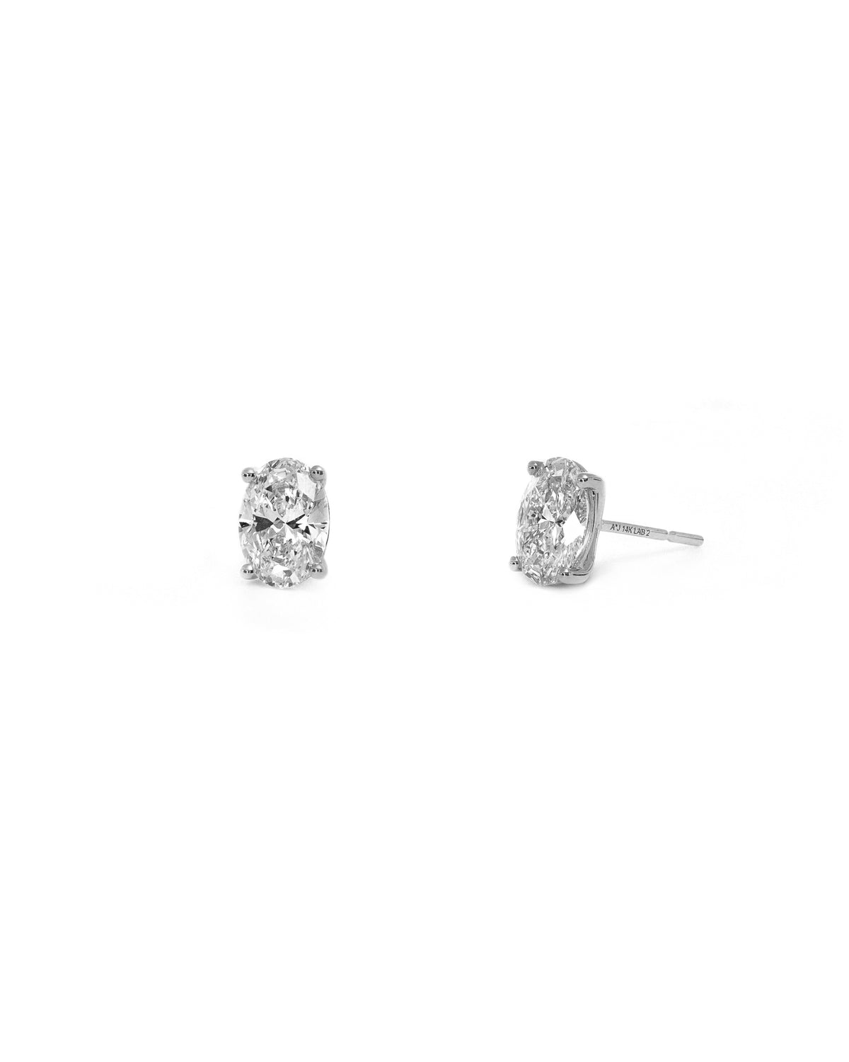 2ct Oval Lab Grown 4 Prong White Gold Stud Earrings