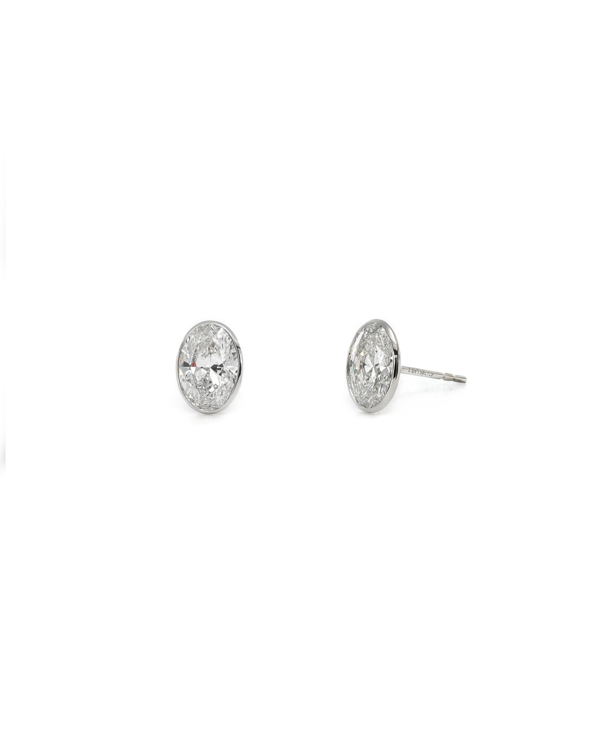 2ct Oval Lab Grown Bezel Stud Earring
