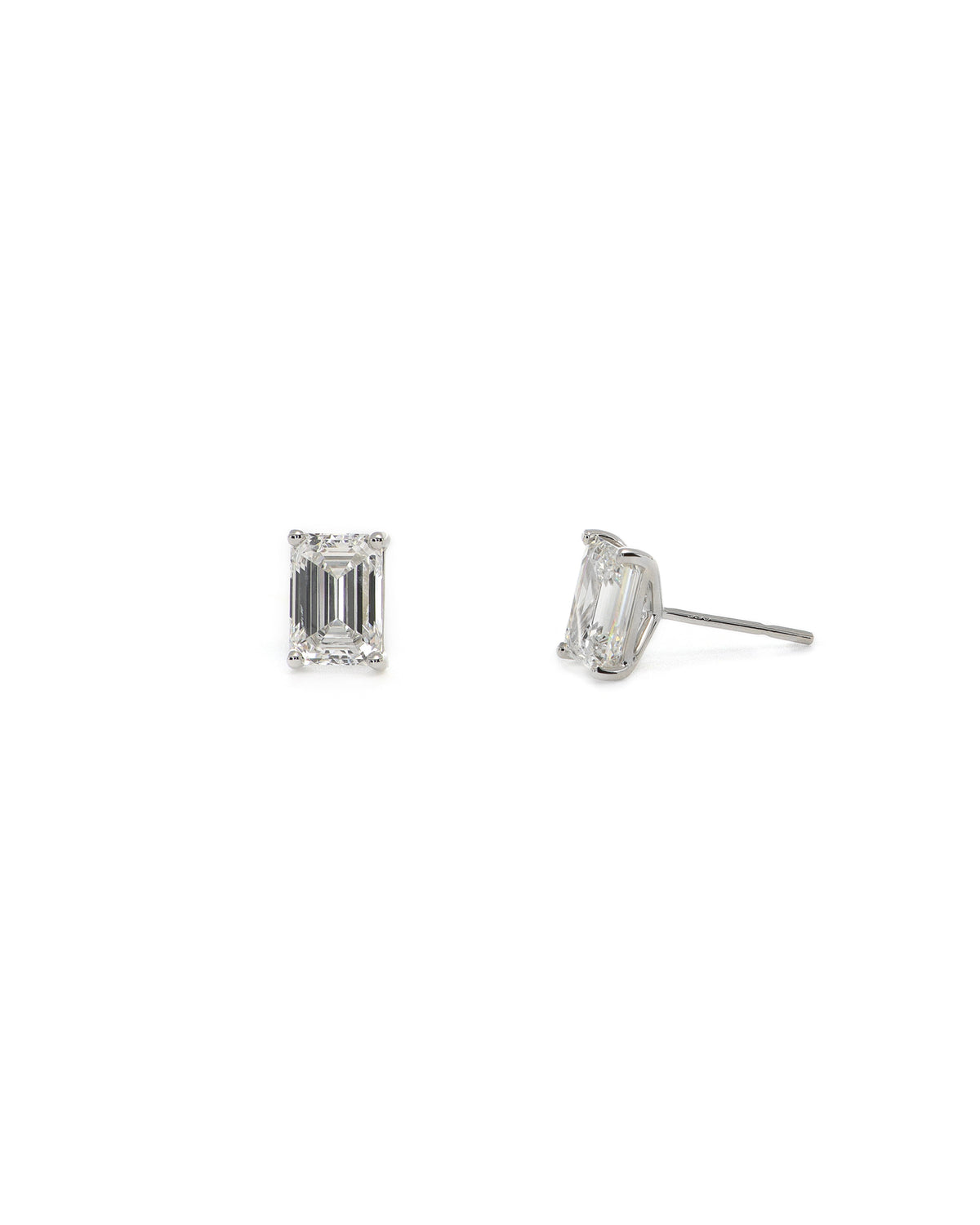 2ct Emerald Cut Lab Grown Stud Earring