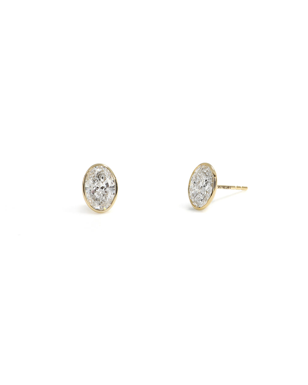 2ct Oval Lab Grown Yellow Bezel Stud